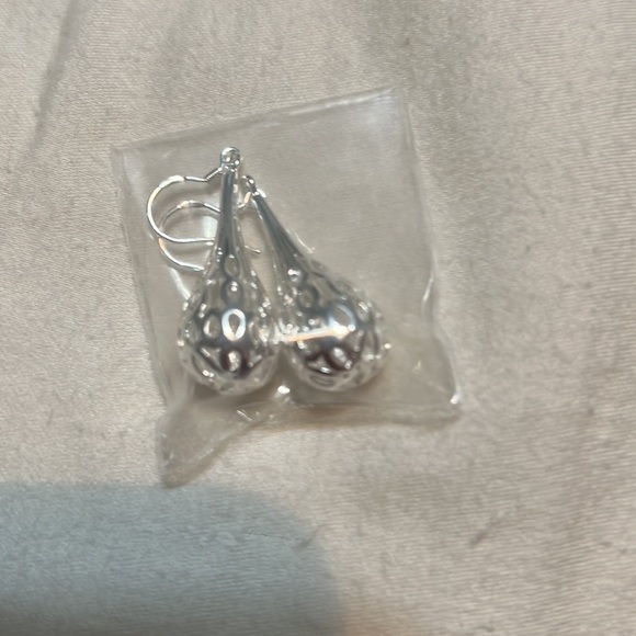 ****Donated***𝅺DROP dangling Silvertone earrings - Picture 2 of 2